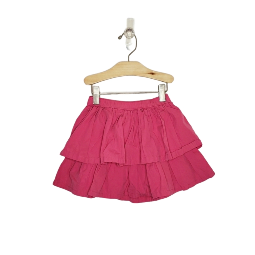 Hanna Andersson 100 / 4 Toddler Girl Pink Tiered Poplin Pull On Cotton Skirt